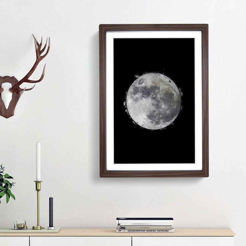 The Beauty of the Moon - Picture Frame Graphic Art Print, Walnut Framed, 48cm H x 36cm W x 2cm D