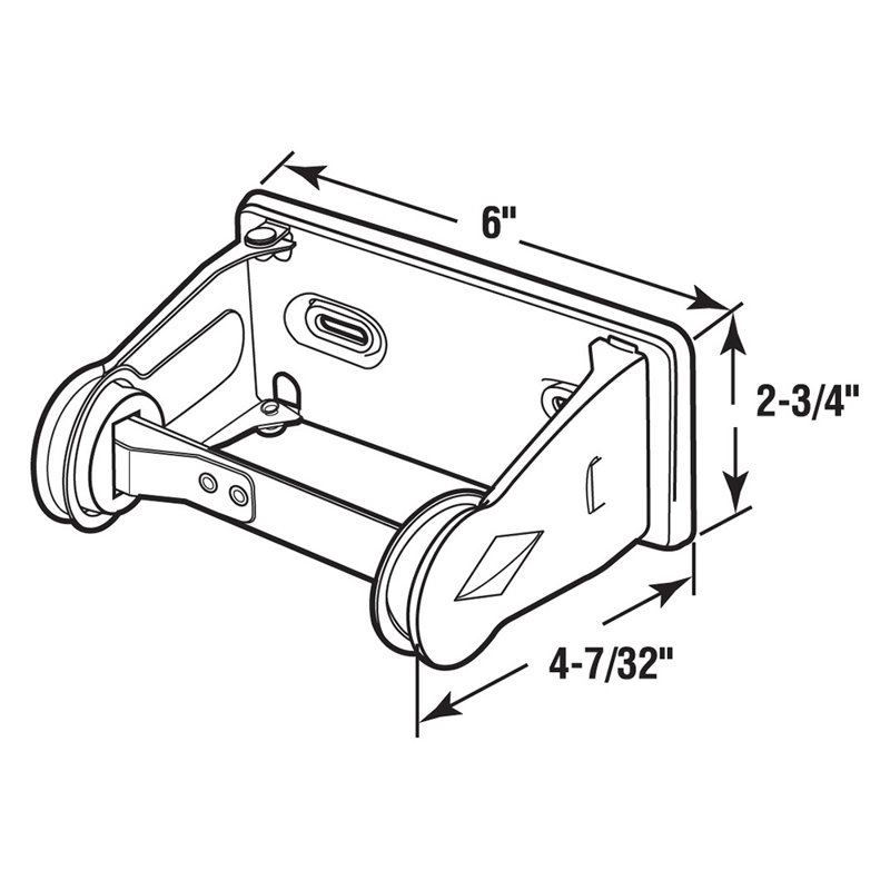 Porte-papier en rouleau Prime-Line, 6 po de largeur, fabrication en acier, chromé (paquet de 1)