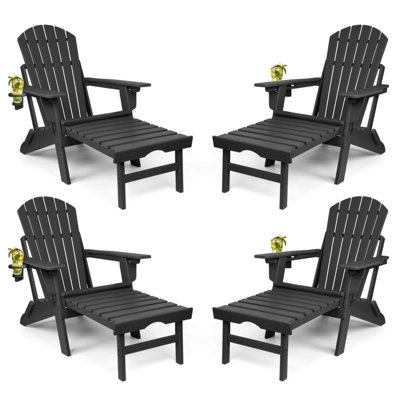 Plastic Folding and Adjustable Adirondack Chair with Ottoman by Rosecliff Heights