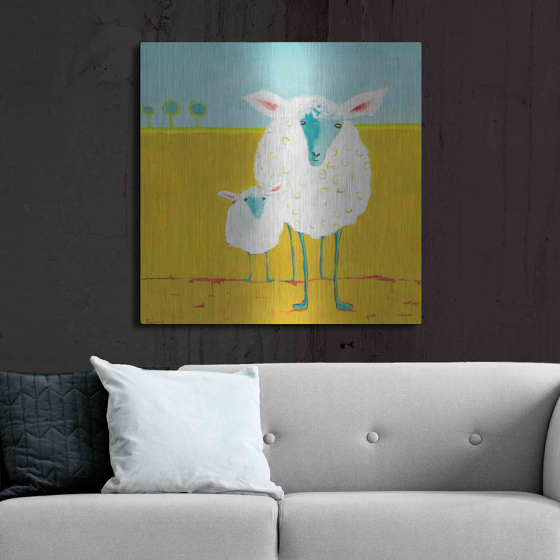 «Mama And Baby Sheep» par Phyllis Ad «Mama And Baby Sheep» par Phyllis Adams, H 12 po x l 12 po
