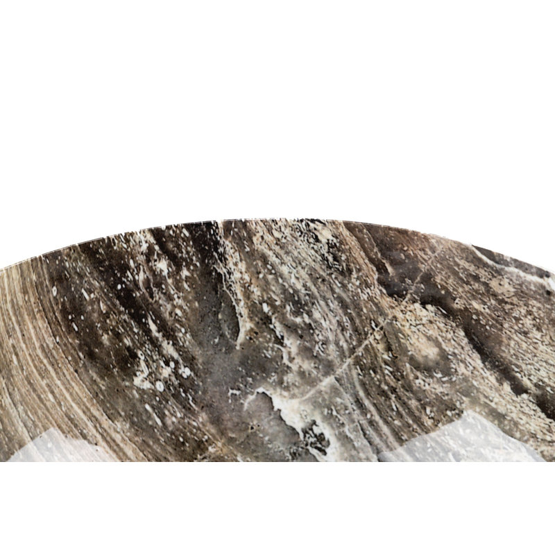 Black Marble Effect Metal Bowl 33x33x14 Cm, Golden Marble