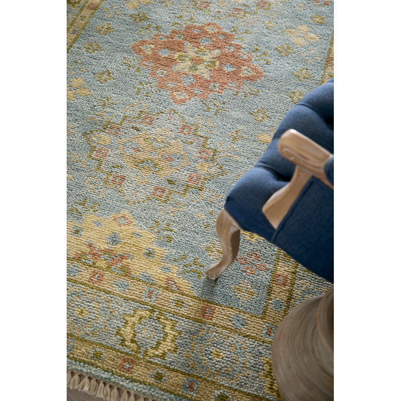 Nacy Wool Oriental Area Rug, Blue, Runner 2'6" x 8'