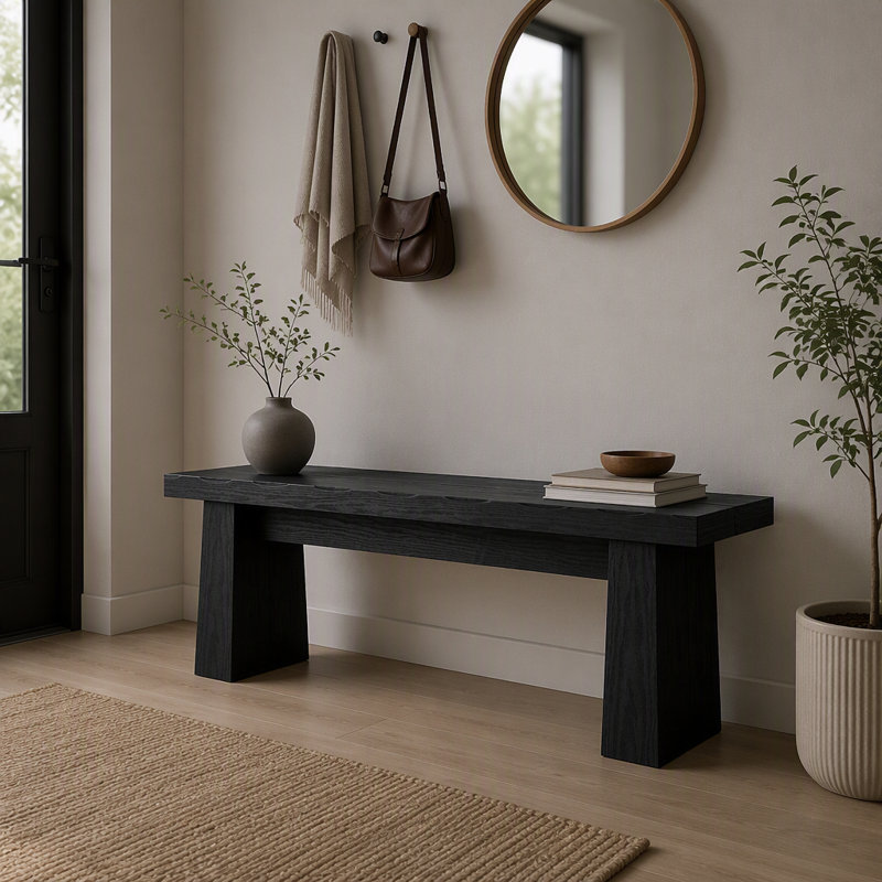 Banc de salle à manger moderne en bois noir avec banc d'entrée et banc en MDF pour salon