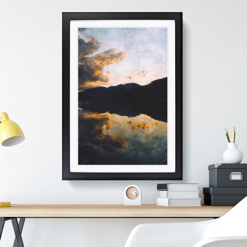 Reflection of the Clouds and Mountains - Picture Frame Painting Print, Black Framed, 87cm H x 62cm W x 2cm D