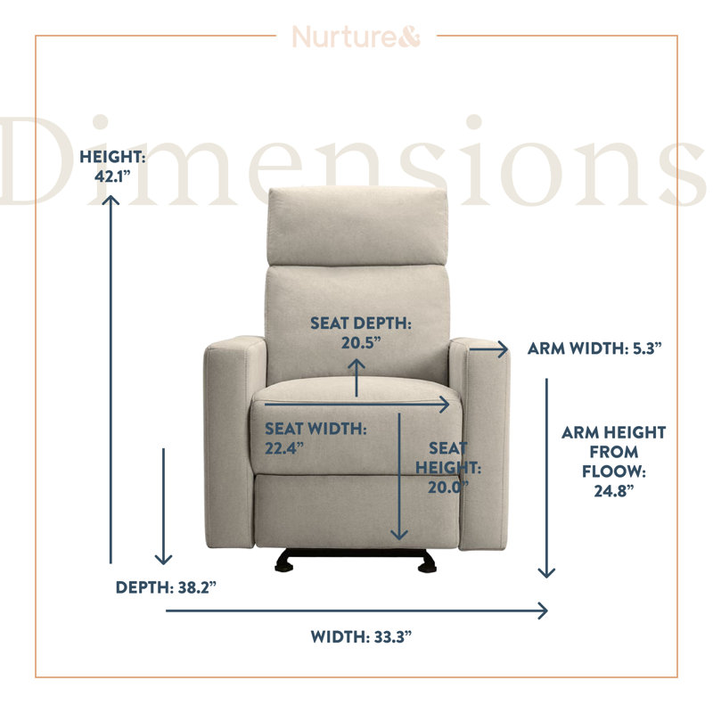 Nurture& The Manual Premium Modern Recliner Nursery Glider Chair with Spill, Stain Proof Fabric, Ivory