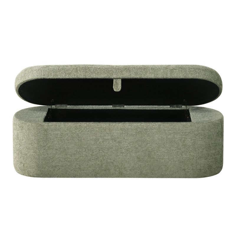 Élégant banc de rangement 1 pièce avec compartiment caché spacieux, cadre en bois et revêtement pour chambre à coucher avec siège rembourré moderne, espaces de vie en tissu