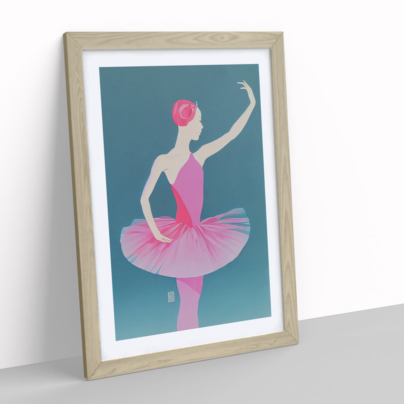Ballerina Profile - Single Picture Frame Painting, 64cm H x 46cm W x 2cm D, Oak Framed