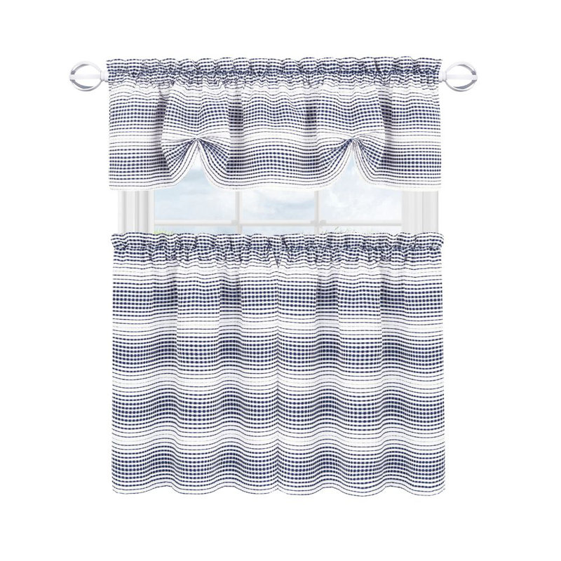Ensemble de paire de cantonnières horizontales 24 po et cantonnière 14 po Breau, L 24 po x L 58 po, Marine