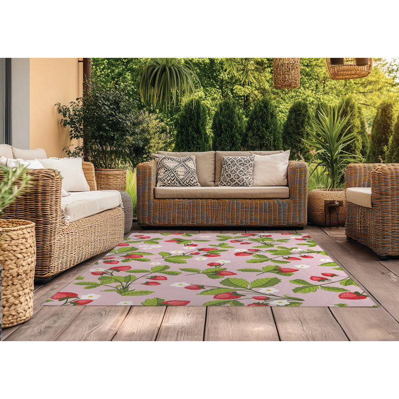 Tapis d'extérieur Strawberries, Rectangulaire 2 pi x 3 pi