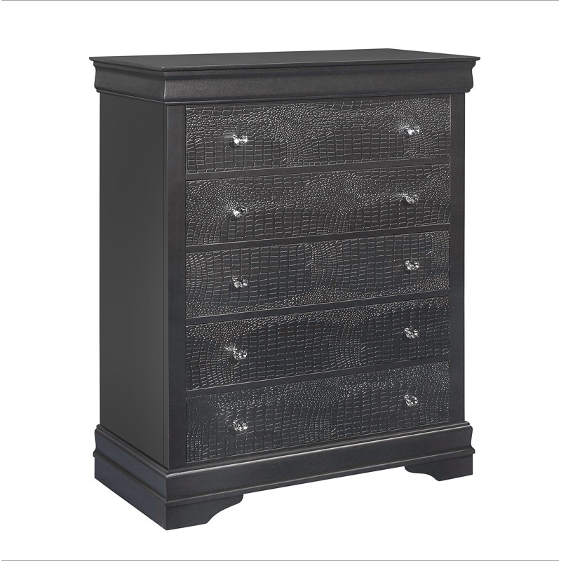 Commode gris métallique en crocodile Shaker, Gris métallisé