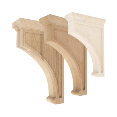 12 in x 3 in x 8 in Unfinished Medium Solid Traditional Plain Wood Bracket Corbel