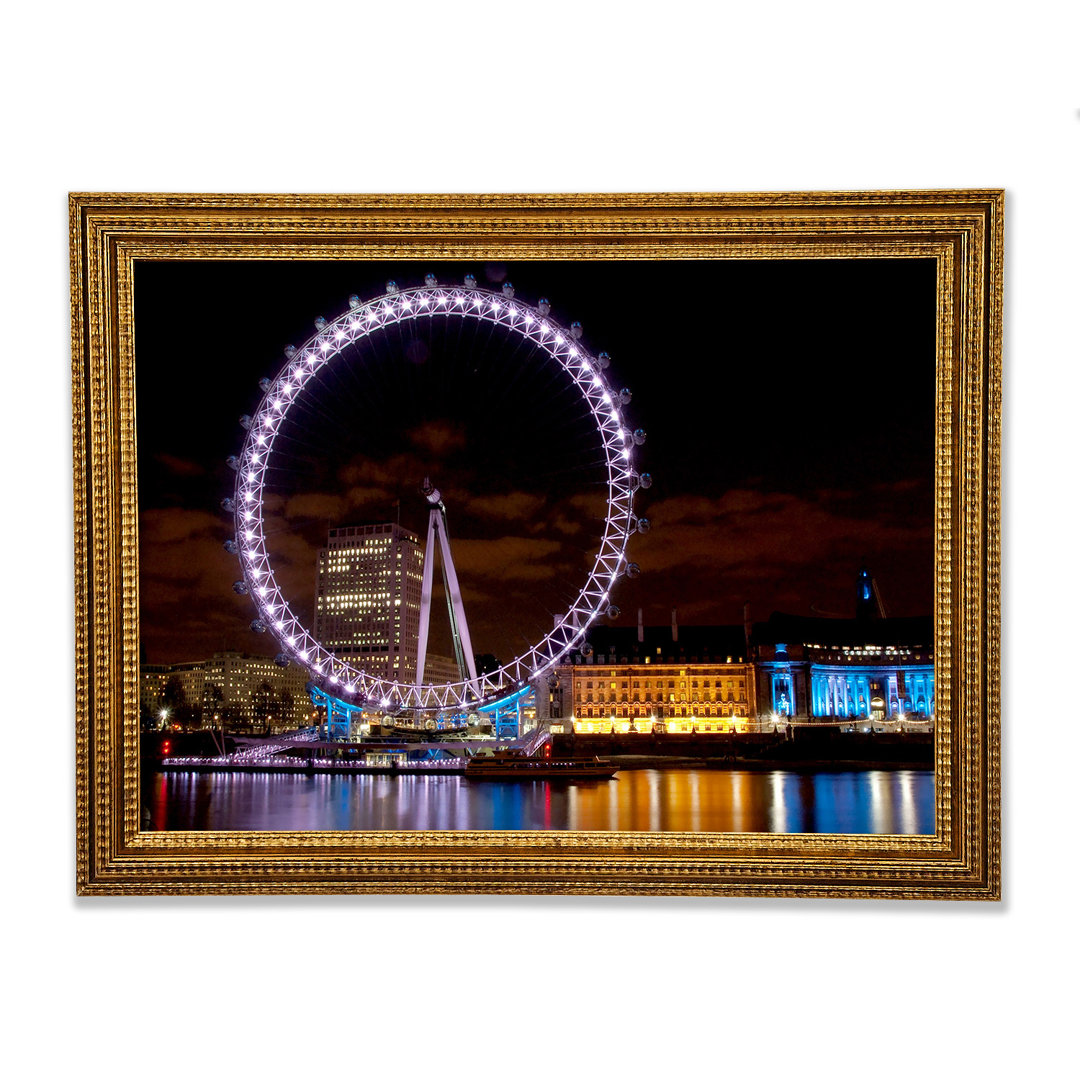 London Eye Water Lights - Einzelner Bilderrahmen Kunstdrucke