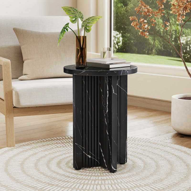 Marble Top End Table, Black