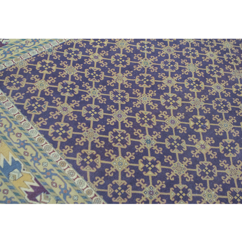 Wool Oriental Area Rug in Purple/Taupe