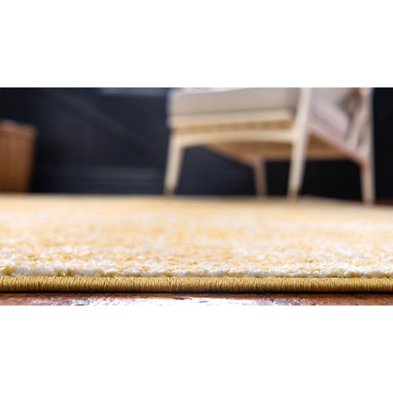 Tapis jaune moutarde Rizo Pat, Tapis de couloir 2 pi x 13 pi 1 po