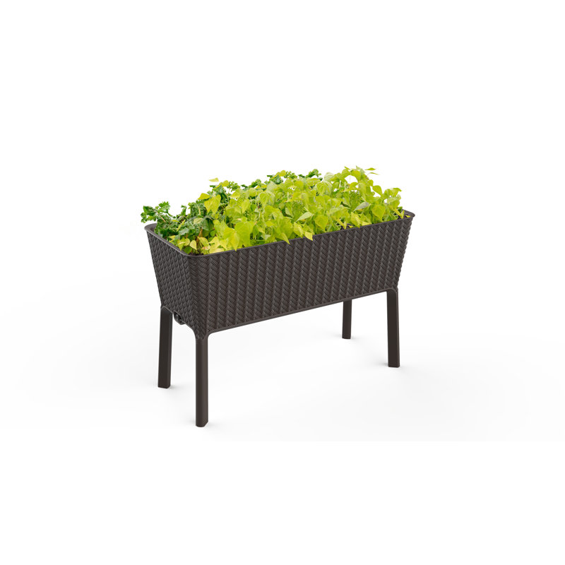 Espresso Brown Resin Elevated Self-Watering Garden Bed Planter