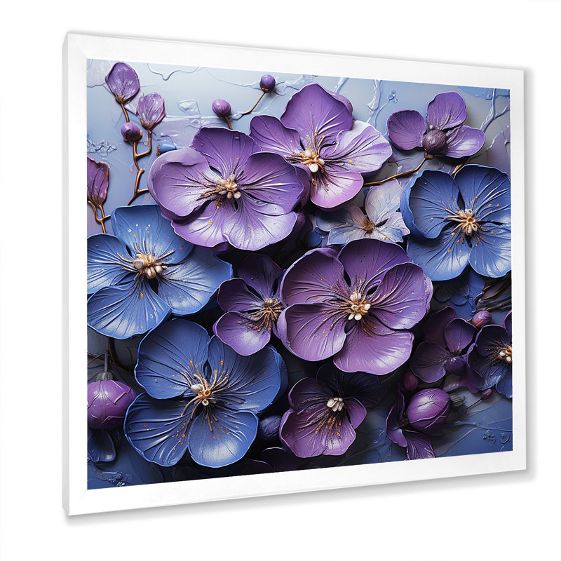Royal Elegance - Violets, reproduction d'art mural, H 30 po x l 30 po x P 1 po, Cadre simple blanc