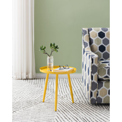 Roper Round Metal Side End Table, Nightstand Accent Table, Pedestal Plant Stand for Bedroom Living Room