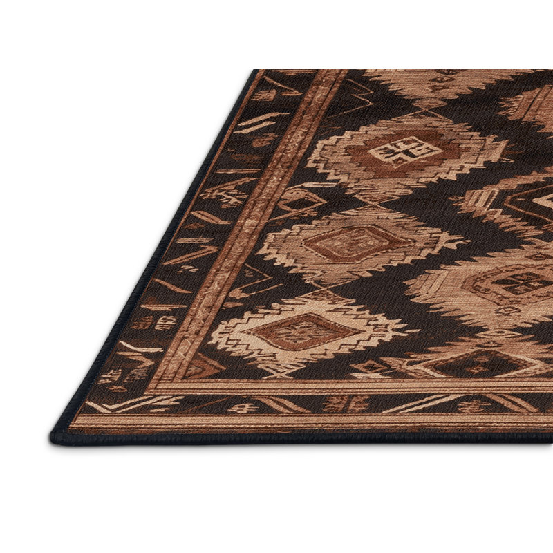 Machine Washable Persian Black Area Rug, Rectangle 2' x 3'