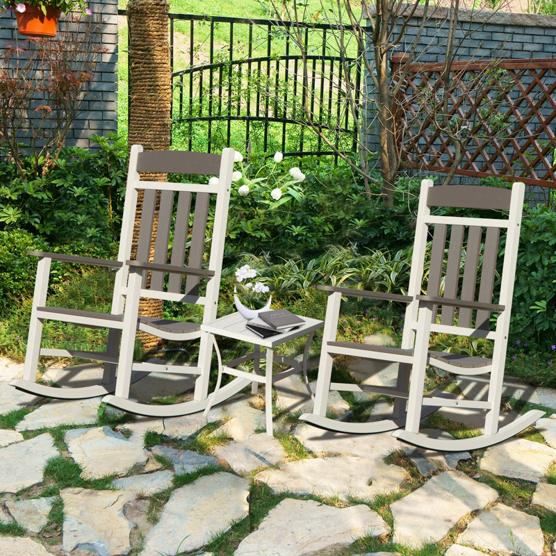 Ensemble de 3 chaises berçantes d'extérieur