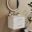 Ensemble de meuble-lavabo mural 24 po avec lavabo, deux tiroirs, lavabo en céramique, assemblage facile, poignée longue en métal doré, 2 tiroirs de rangement-123654596
