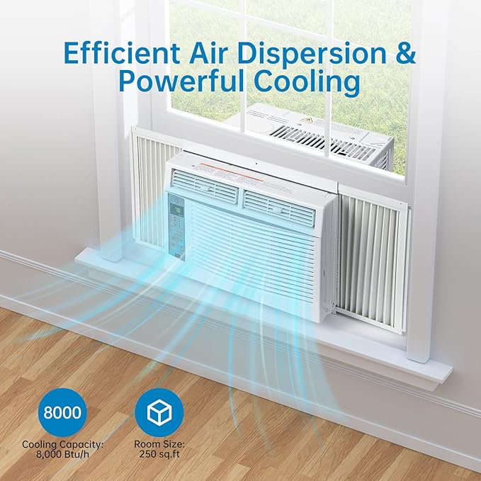 Climatiseur de fenêtre de 6 000 BTU - Refroidissement efficace pour 250 pieds carrés - 3 vitesses de ventilation - Fonctionnement silencieux de 50 dB