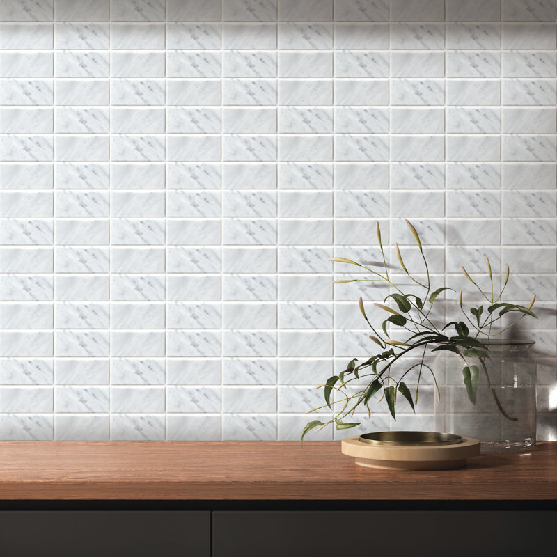 Carrara 3" x 6" Marble Stone Look Wall & Floor Tile