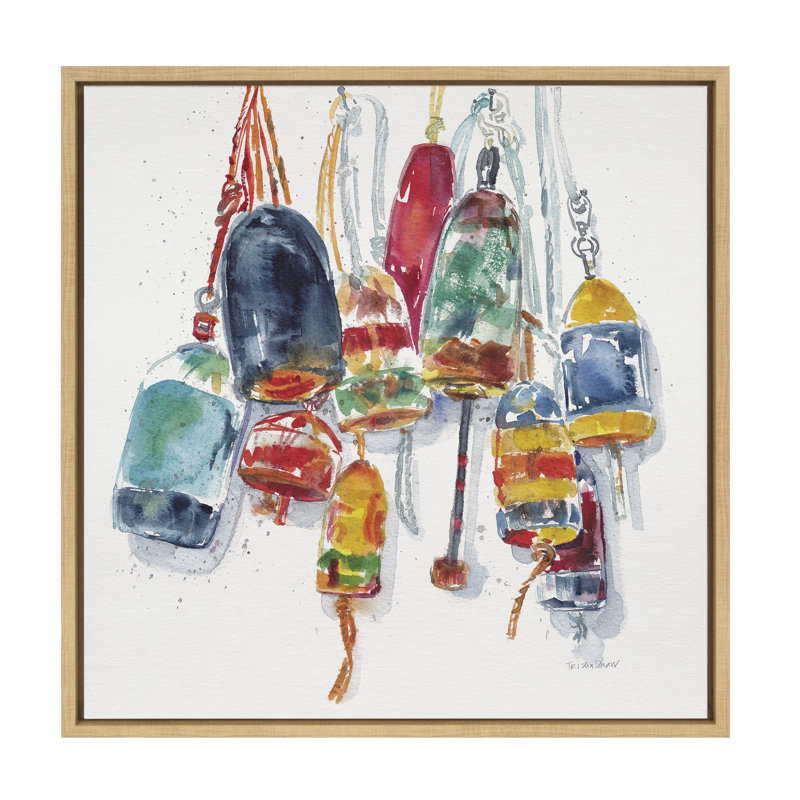 «Vintage Buoys» par Patricia Shaw, reproduction d'art sur toile encadrée