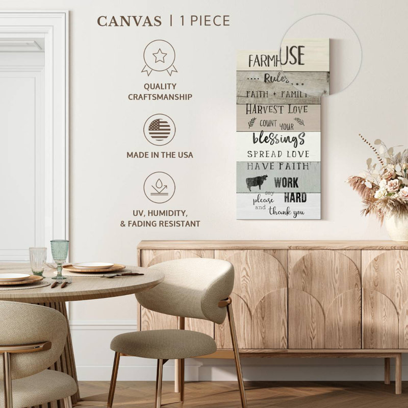 Plaque murale Farmhouse Rules, H 24 po x l 12 po