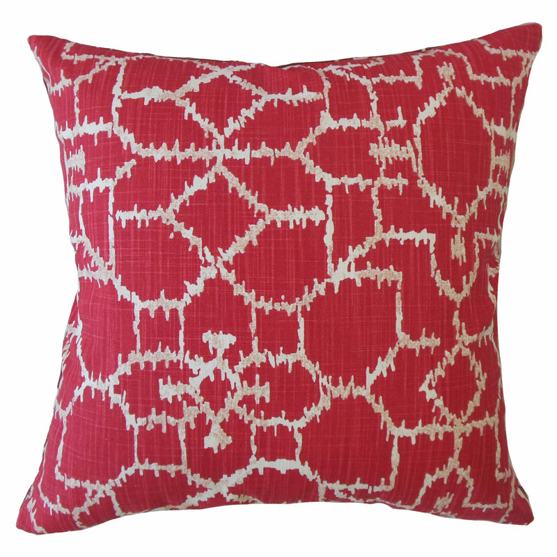  Oreiller en coton Ikat, Framboise, 18 po x 18 po