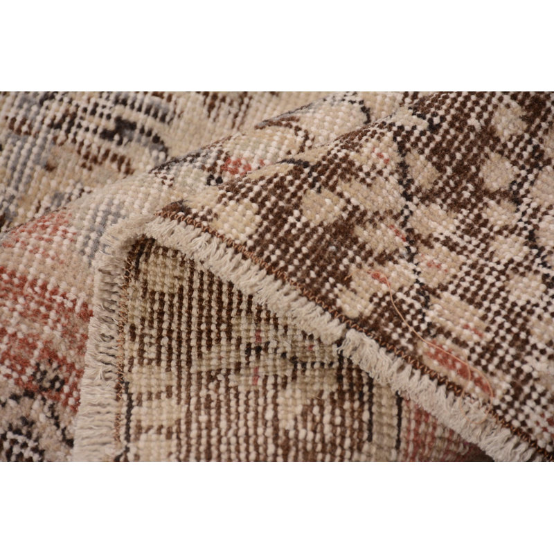 Tapis 3,5 po x 7,3 pi, tapis rétro, tapis tissés à plat, tapis turc, tapis beige, tapis neutres