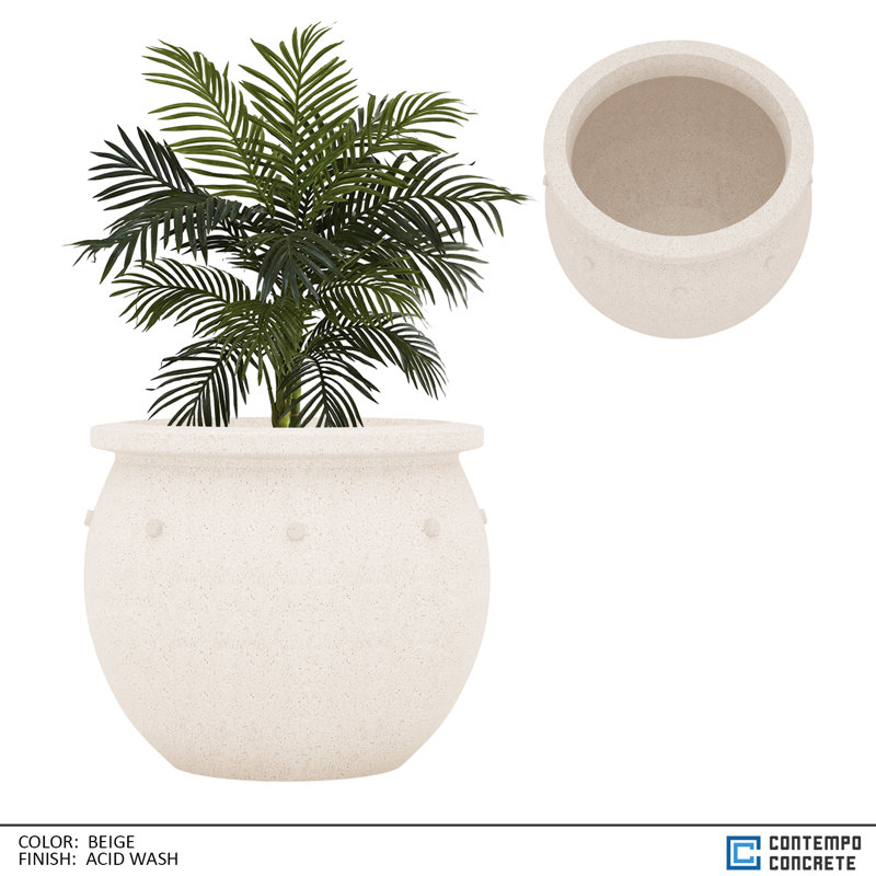 Zena Planter, Acid Wash Beige, 21"H x 24"W x 24"D