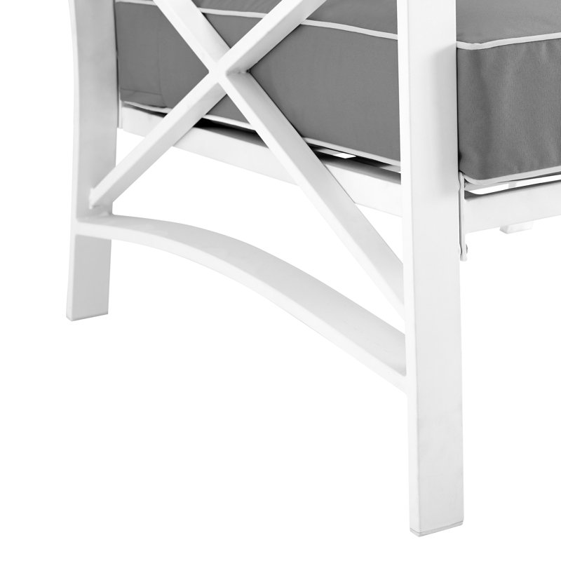 Chaise de patio avec coussins Mosier, Gris, Blanc