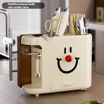Porte-couteaux multifonctionnel crème, blanc et rouge