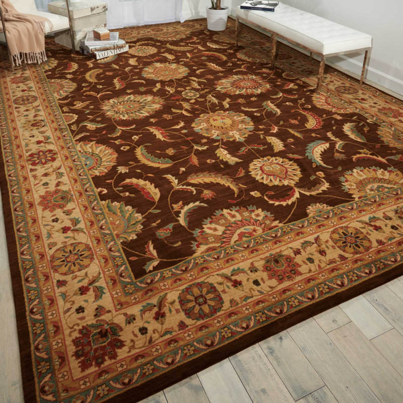 Tapis brun traditionnel Jessika, Rectangle 9 pi 9 po x 13 pi 9 po
