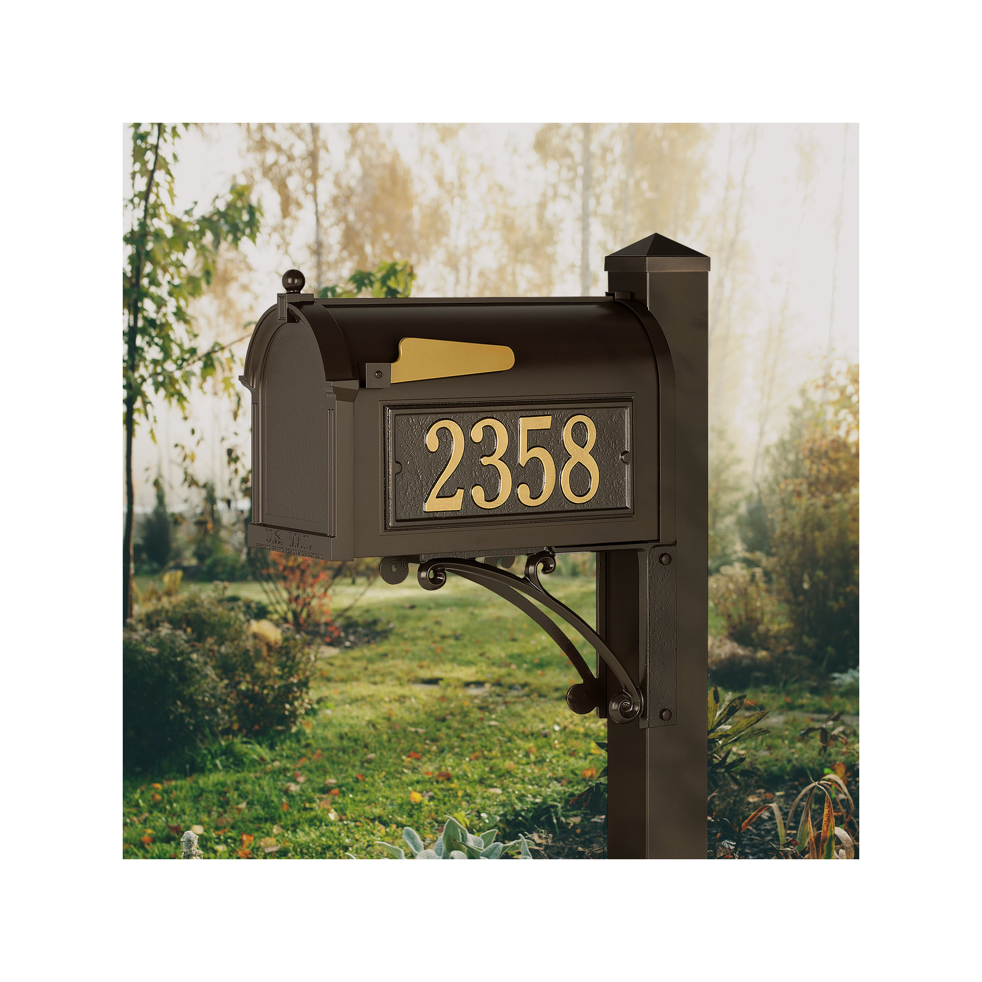 Superior Post Mounted Mailbox, Bronze, Yes