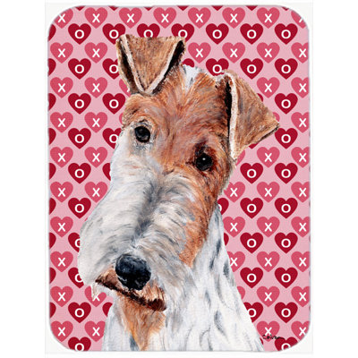 East Urban Home Wire Fox Terrier Hearts and Love Glass Cutting Board
