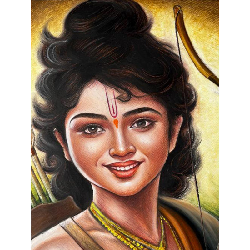 Shree Ram avec Dhanusha | Couleur pastel à l'huile | Peinture de Sanju Basu