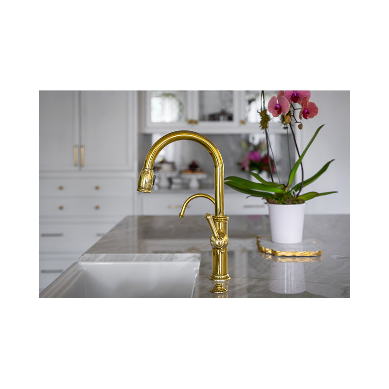Chesterfield Pull Down Single Handle Kitchen Faucet, Polished Nickel