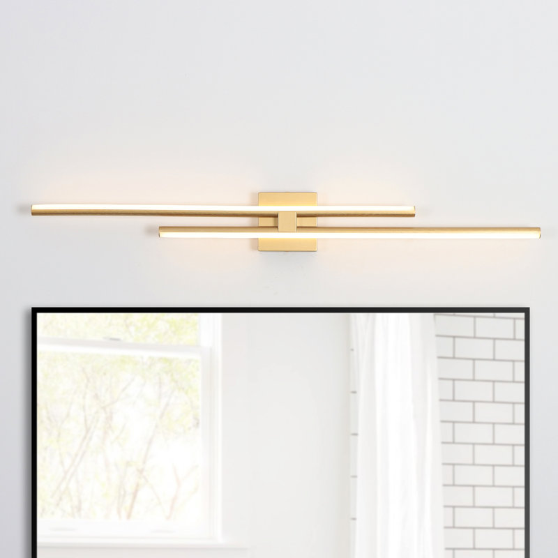 Jacia 40 In. 2 - Light Dimmable LED Vanity Bath Bar Wall Light Triac Dimmable, Gold