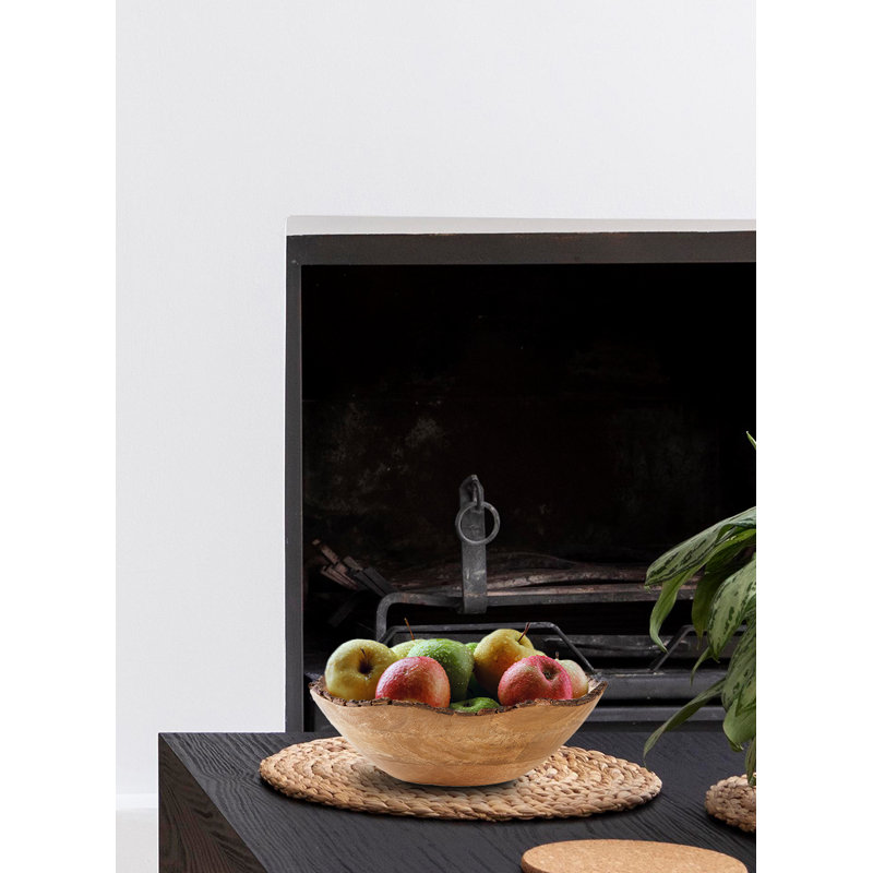 Bol décoratif naturel Hise, H 3,25 po x l 8 po x P 8 po
