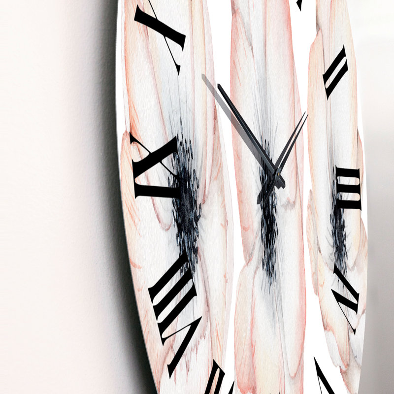 Watercolor Anemone Rose Flowers - Horloge murale traditionnelle, Petit