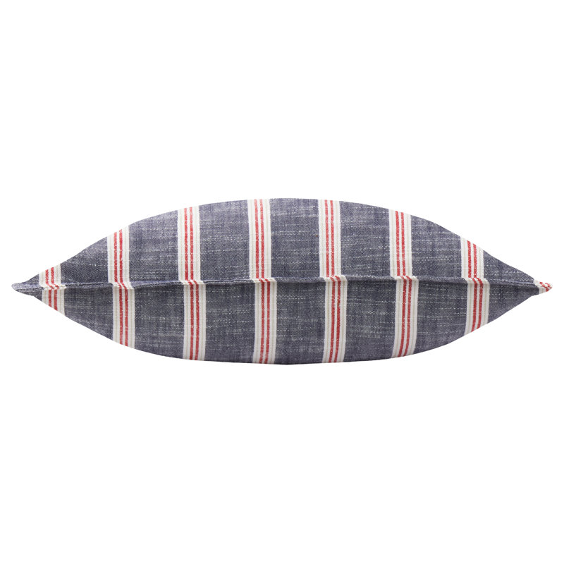 Asijah Striped Square Cushion, Red/Blue, Polyester