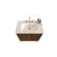 Meuble-lavabo moderne en noyer rayé avec lavabo en céramique intégré
