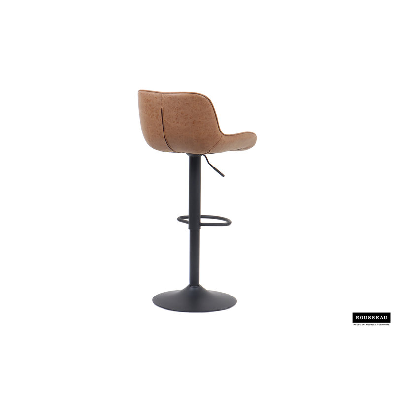 Bueche Swivel Upholstered Faux Leather Adjustable Height Bar Stool with Steel Frame, Cognac