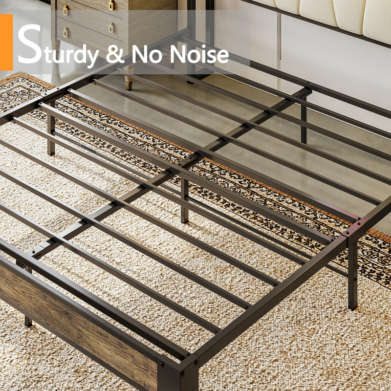 Upholstered Metal Bookcase Storage Bed, Queen