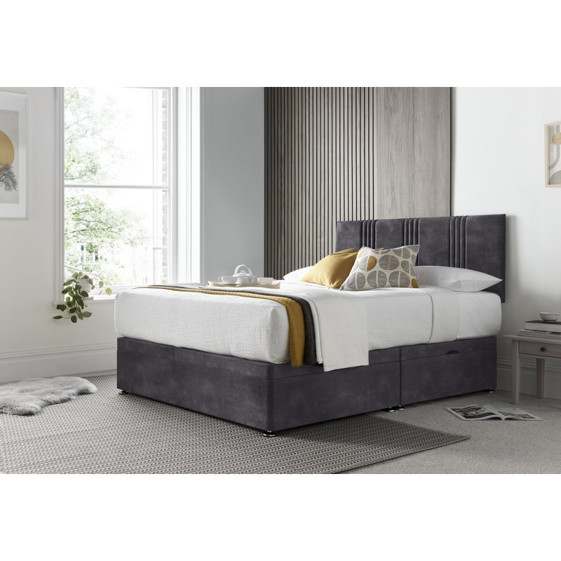 New Empire Conistan Divan Ottoman with Headboard on Struts, Charcoal, Kingsize (5')