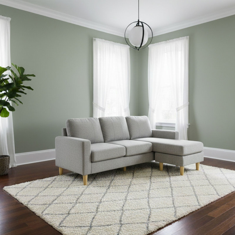 Valenzo Compact Reversible Chaise Sofa Modern 3-Seater L-Shaped Fabric Sofa, Grey Polyester