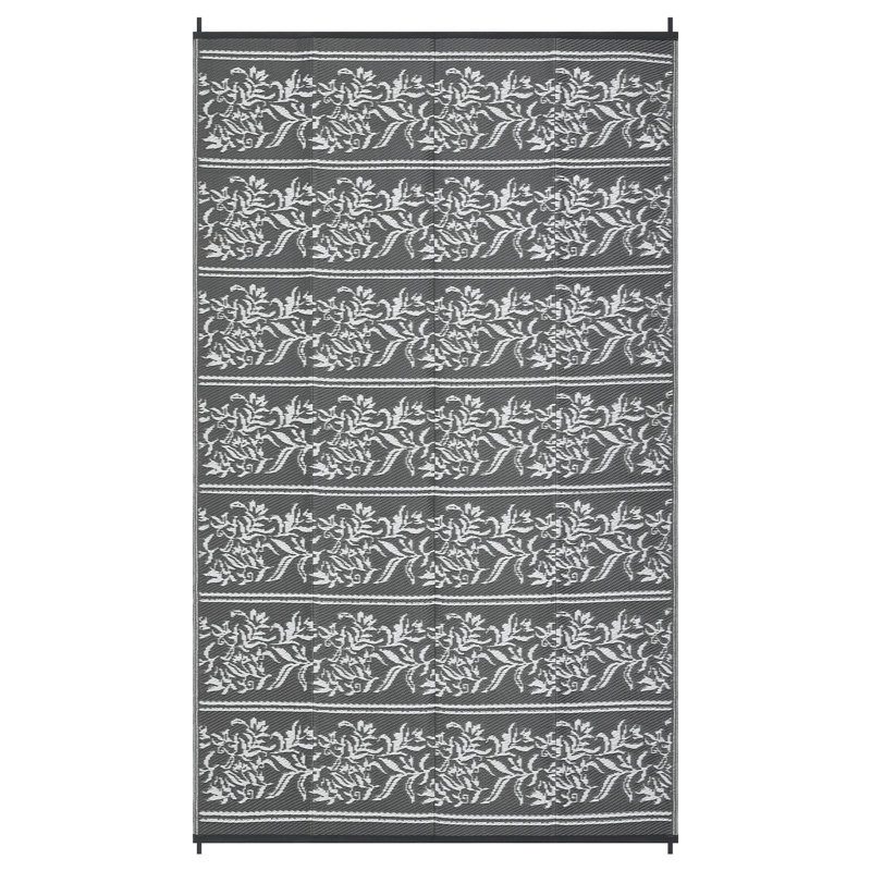Waterproof Reversible Outdoor Rug - Boho Leaf Design - UV & Mark Resistant, Lightweight, Collapsible Plastic Patio Carpet with 4 Stakes & Storage Bag - Ideal for Camping, RV, Deck, 9x12ft