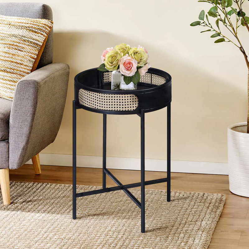 Table de bout noire avec plateau